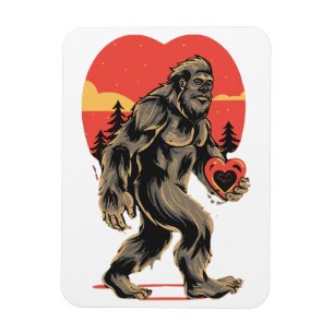 bigfoot heart valentines day magnet