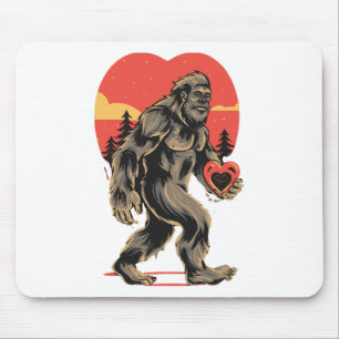 bigfoot heart valentines day mouse pad