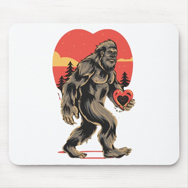 bigfoot heart valentines day mouse pad (Front)