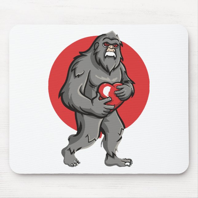 bigfoot heart valentines day mouse pad (Front)
