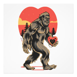 bigfoot heart valentines day photo print