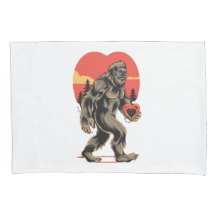 bigfoot heart valentines day pillowcase