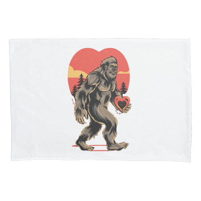 bigfoot heart valentines day pillowcase (Front)