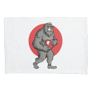 bigfoot heart valentines day pillowcase