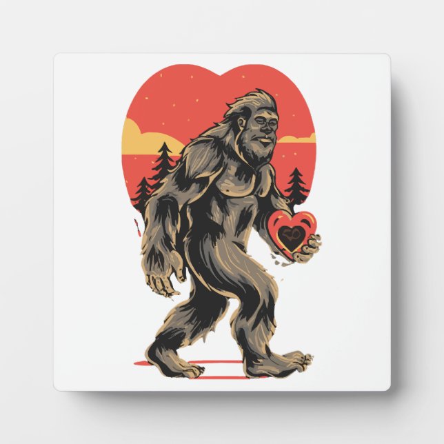bigfoot heart valentines day plaque (Front)