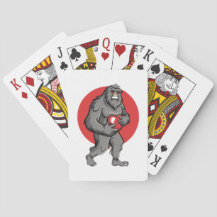 bigfoot heart valentines day playing cards