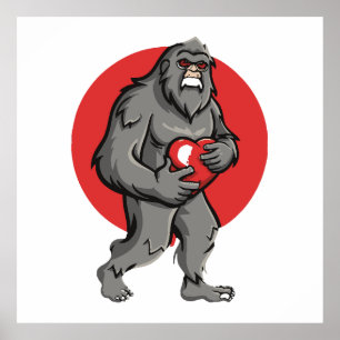bigfoot heart valentines day poster