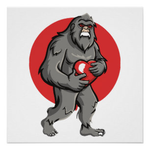 bigfoot heart valentines day poster