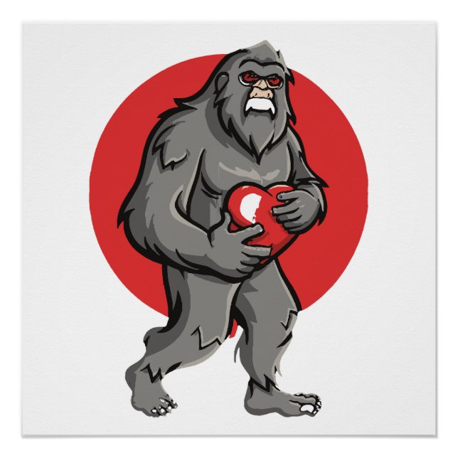 bigfoot heart valentines day poster (Front)