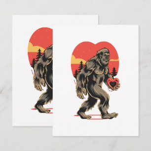bigfoot heart valentines day RSVP card
