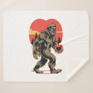bigfoot heart valentines day sherpa blanket