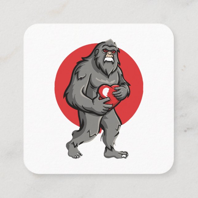 bigfoot heart valentines day square business card (Back)