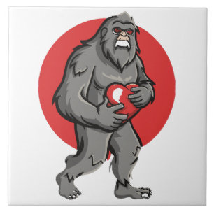 bigfoot heart valentines day tile