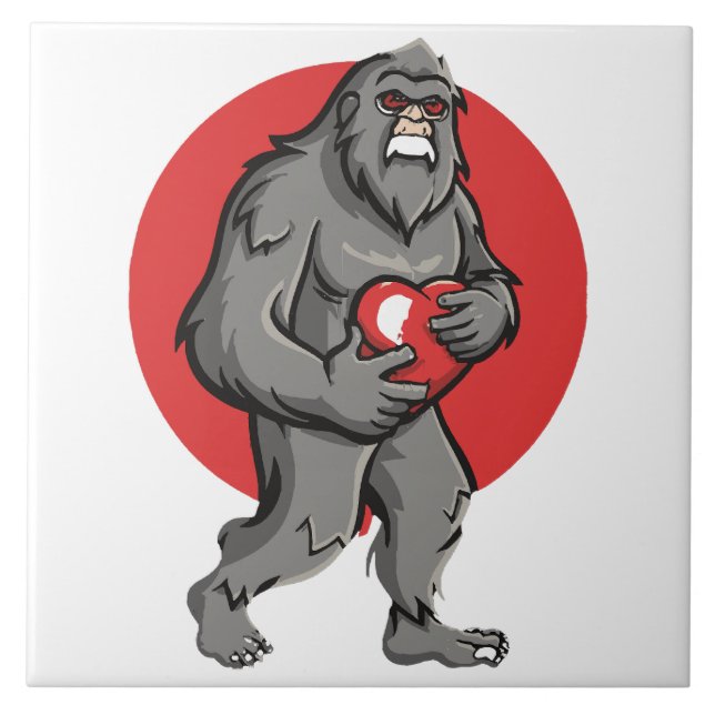 bigfoot heart valentines day tile (Front)