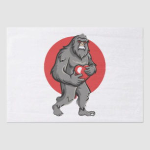 bigfoot heart valentines day tissue paper