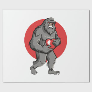 bigfoot heart valentines day wrapping paper