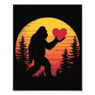 Bigfoot Heart Valentines Love Sasquatch Sunset Photo Print