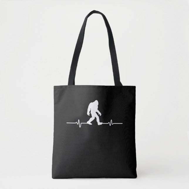 Bigfoot Heartbeat Humour Funny Sasquatch Fan Tote Bag (Front)