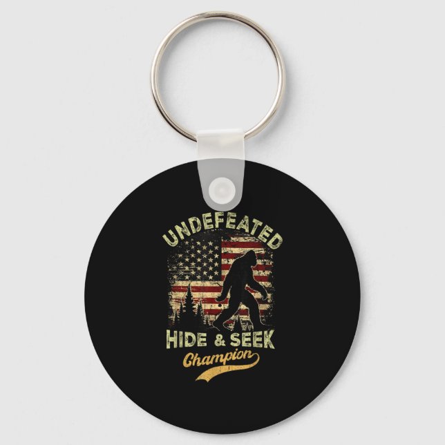 Bigfoot hide and seek champion funny sasquatch keychain (Front)