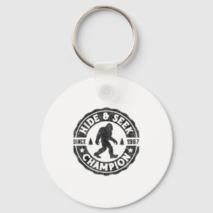 Bigfoot Hide And Seek Champion Funny Sasquatch Ret Keychain