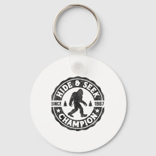 Bigfoot Hide And Seek Champion Funny Sasquatch Ret Keychain
