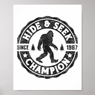 Bigfoot Hide And Seek Champion Funny Sasquatch Ret Poster