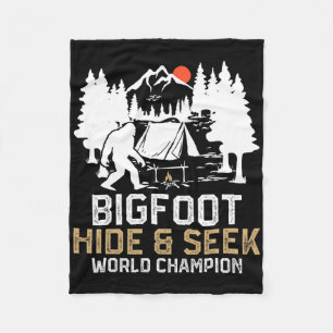 Bigfoot Hide And Seek World Champion Funny Bigfoot Fleece Blanket