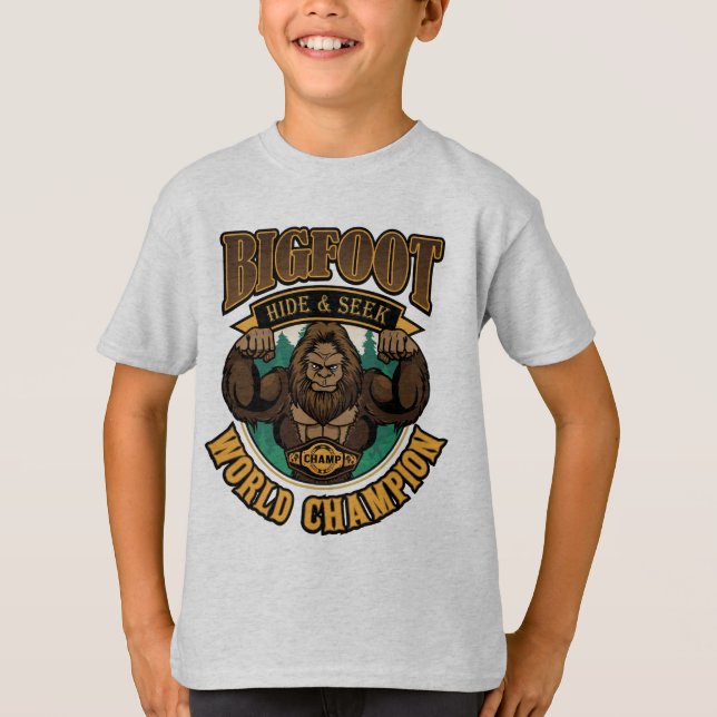 Bigfoot Hide & Seek Champion Boys' T-Shirt (Front)