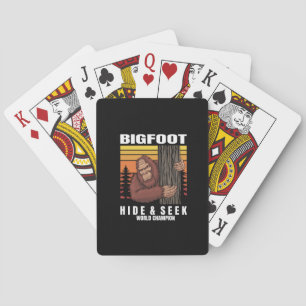 bigfoot hiding in a tree retro playing cards
