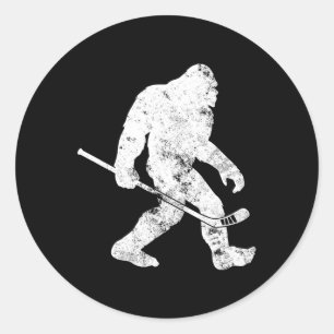 Bigfoot Hockey Vintage Sasquatch Funny Men Women G Classic Round Sticker