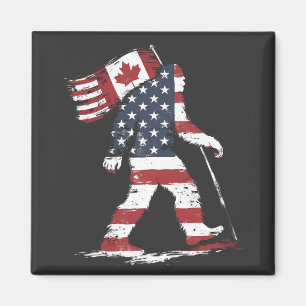 Bigfoot Holding Canada Flag 51st State Trump Magnet