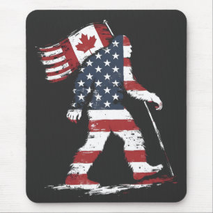 Bigfoot Holding Canada Flag 51st State Trump  Mouse Pad