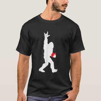 Bigfoot Holding Heart Valentines Day I Love You Ha T-Shirt