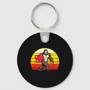 Bigfoot Holding Heart Valentine's Day Sasquatch De Keychain