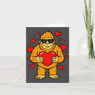 Bigfoot Holding Heart Valentines Day Sasquatch Men Thank You Card
