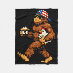 Bigfoot Holding Pi Math Chicken Funny Pi Day Teach Fleece Blanket