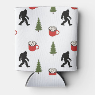 Bigfoot, Hot Cocoa, Pine Tree, Outdoors Can Cooler