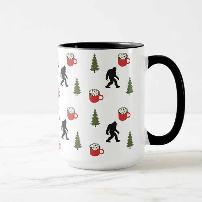 Bigfoot, Hot Cocoa, Pine Tree, Outdoors Pattern Mug (Right)