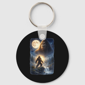 Bigfoot howling to the moon vintage funny animalBi Keychain