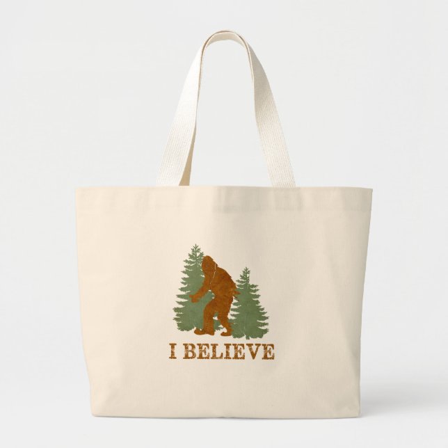 Bigfoot I believe Large Tote Bag (Front)