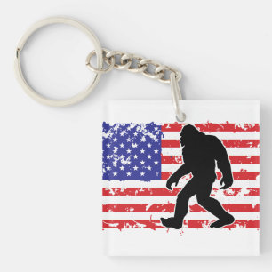 Bigfoot in an American Flag Keychain