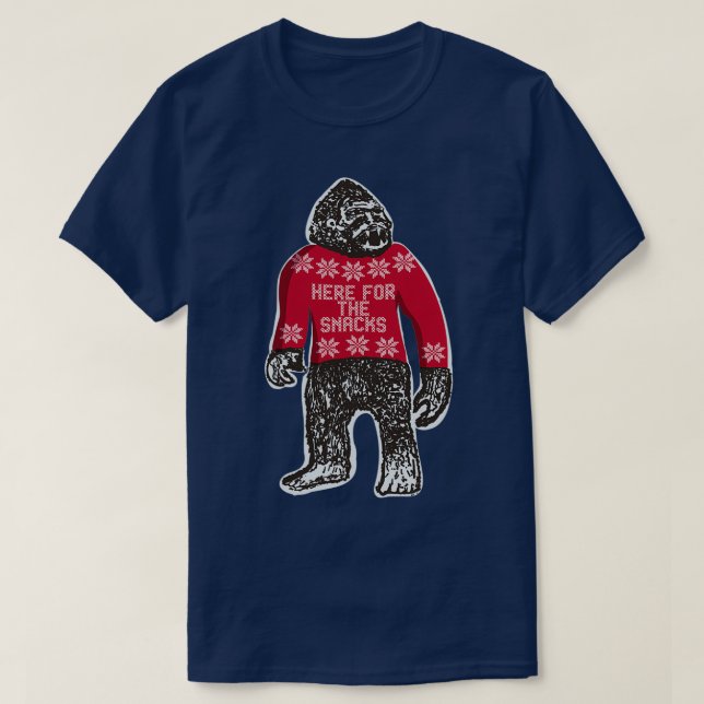 Bigfoot in an Ugly Christmas Sweater that says Her (Design Front)