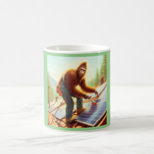 Bigfoot Installing Solar Panels Coffee Mug