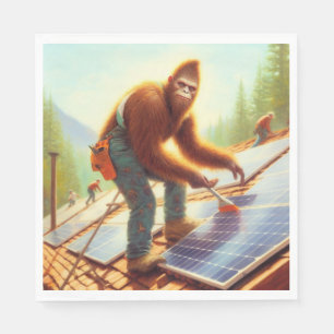 Bigfoot Installing Solar Panels Napkin