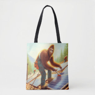 Bigfoot Installing Solar Panels Tote Bag