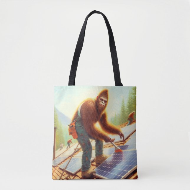 Bigfoot Installing Solar Panels Tote Bag (Front)