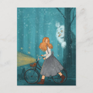 Bigfoot into the forest. postcard