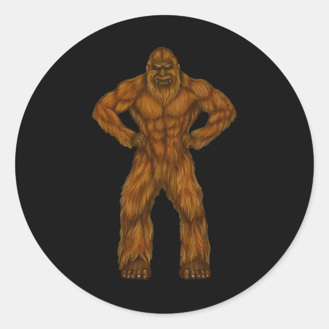 Bigfoot Is A Body Builder - Body Builder Sasquatch Classic Round Sticker (Front)