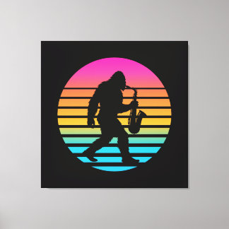 Bigfoot Jazz Saxophone Retro Sunset Design Canvas Print