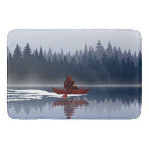 Bigfoot Lake Canoe Wilderness Pine Forest Camp Bath Mat